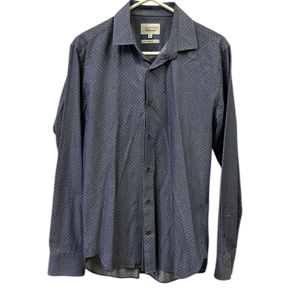 Ted Baker Endurance Slim Fit Cotton Button Down Long Sleeve Shirt 15.5 Neck - Picture 1 of 7